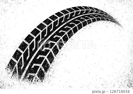 Tire track mark wheel vector pattern. Tyre car tread print texture race bicycle trace sign grunge Tire track mark wheel vector pattern. Tyre car tread print texture race bicycle trace sign grunge 126718038