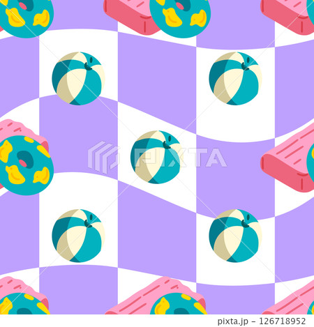 Playful Pool Toy Seamless Pattern 126718952