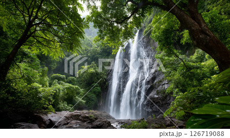 Planet Earth with clean air and nature relying on renewable resources. Ecological concept of alternative sustainable energy for an ecologically clean planet. Concept of ecology and environmental 126719088
