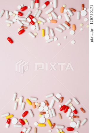 Concept of healthcare and medicine. Various medication tablets and capsules Concept of healthcare and medicine. Various medication tablets and capsules 126720175