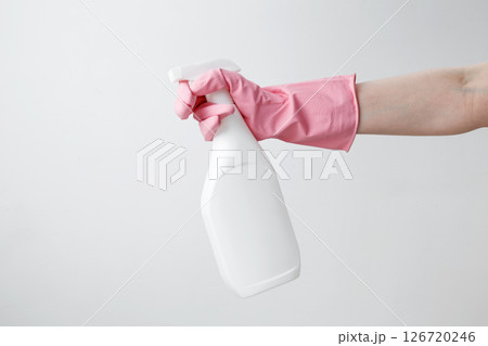 Cleaning supplies branding mockup, ready for a productive and satisfying spring refresh. Household cleaning and hygiene concept concept Cleaning supplies branding mockup, ready for a productive and satisfying spring refresh. Household cleaning and hygiene concept concept 126720246