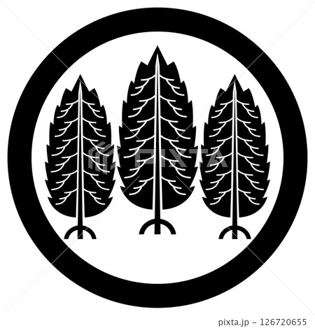 岩瀬氏俊の家紋です。丸に三本杉と言います。 126720655