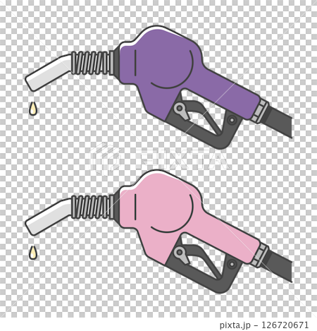 插圖資料：汽油加油嘴 普通汽油和添加乙醇的高辛烷值汽油（註：顏色因國家而異） 126720671