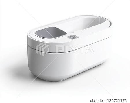 Smart litter box with automatic cleaning and waste disposal system in modern pet home 126721173