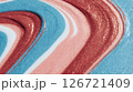 Abstract swirl pattern with shimmering blue, white, and copper hues creates a fluid and dynamic texture 126721409