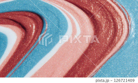 Abstract swirl pattern with shimmering blue, white, and copper hues creates a fluid and dynamic texture Abstract swirl pattern with shimmering blue, white, and copper hues creates a fluid and dynamic texture 126721409