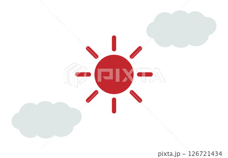 シンプルな太陽と雲のイラスト 126721434