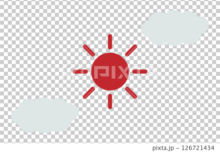 シンプルな太陽と雲のイラスト 126721434
