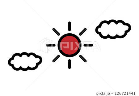 シンプルな太陽と雲のイラスト 126721441