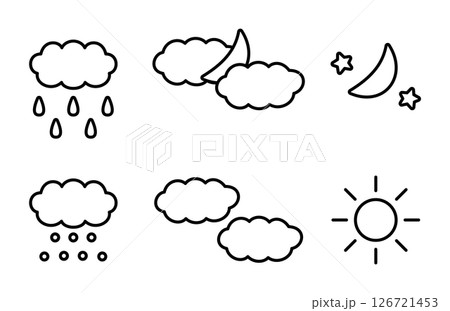 シンプルでかわいい天気のアイコンセット 126721453