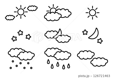 シンプルでかわいい天気のアイコンセット 126721463