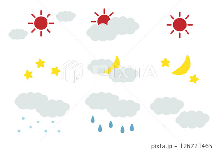 シンプルでかわいい天気のアイコンセット 126721465