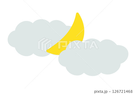 シンプルな月と雲のイラスト 126721468