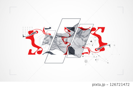Abstract art wireframe background. Modern science or technology art elements. Surface illustration. Hand made vector. 126721472