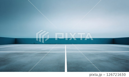 Abstract tennis background for sport game illustration with copy space in minimalist style. Tennis court top view. Ideal for sports events, competitions, poster, background 126721630