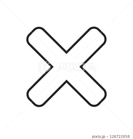 Red color cross icon on white background	 126722058