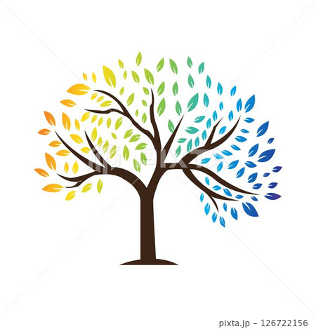 A tree with colorful leaves	 126722156