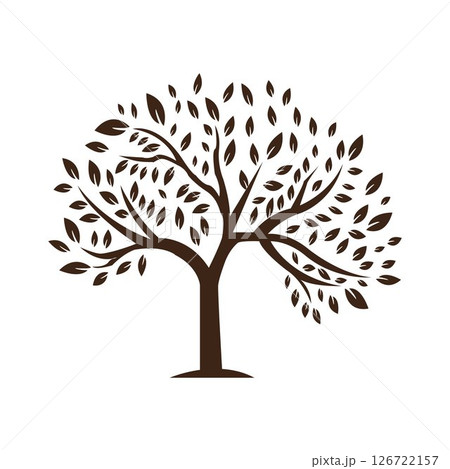 Brown color tree with leaves	 126722157