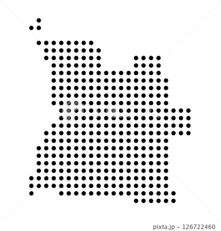 Angola country dotted map. Black spot pixel illustration isolated on white background. Vector circle mosaic. 126722460