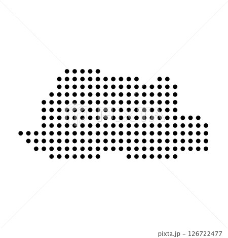 Bhutan country dotted map. Black spot pixel illustration isolated on white background. Vector circle mosaic. 126722477