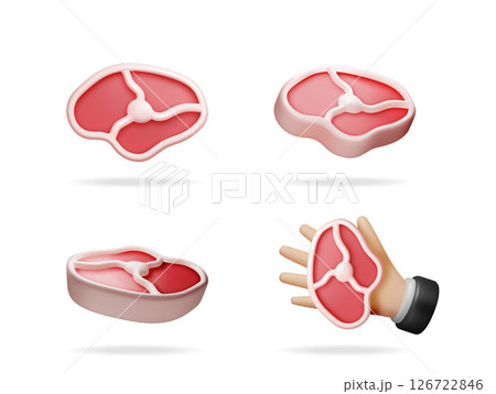 3d raw meat steaking for cooking 126722846