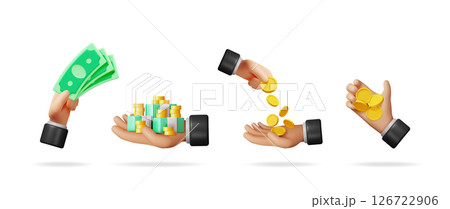 Hand holding money and coins 126722906