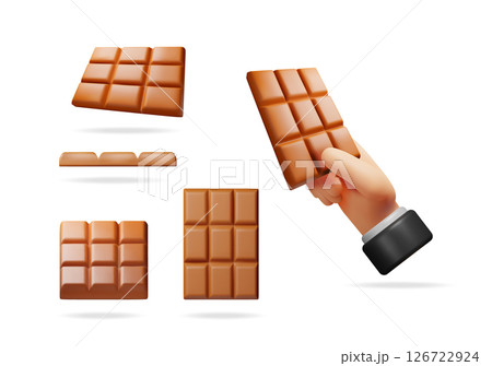 Different angles of a 3d chocolate bar Different angles of a 3d chocolate bar 126722924