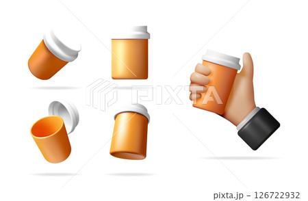 Set of realistic 3D renderings of medicine bottle 126722932