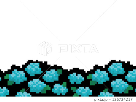 ドット絵の紫陽花黒背景素材・ゲーム風デザイン ドット絵の紫陽花黒背景素材・ゲーム風デザイン 126724217