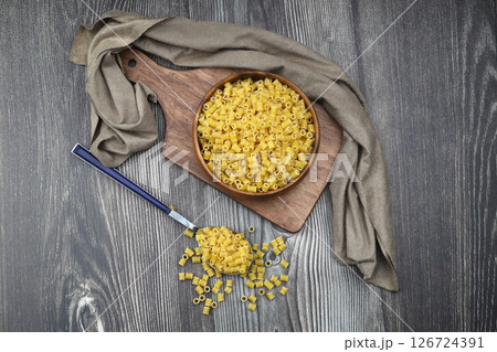 Italian Food background on wooden table. Top view. Italian Food background on wooden table. Top view. 126724391