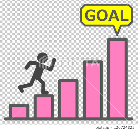 Illustration of a person working hard towards a goal and achieving it Illustration of a person working hard towards a goal and achieving it 126724823
