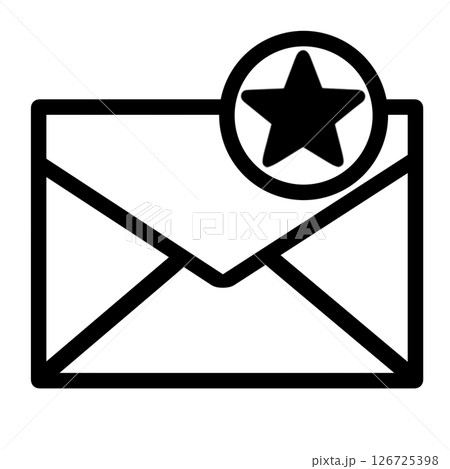 重要やお気に入りを示す星マーク付きのメールアイコン 重要やお気に入りを示す星マーク付きのメールアイコン 126725398