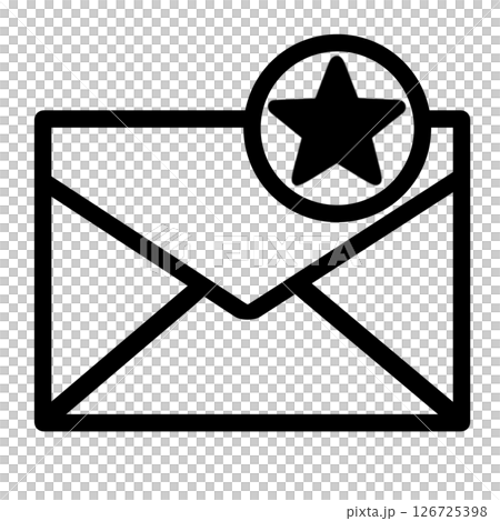 重要やお気に入りを示す星マーク付きのメールアイコン 重要やお気に入りを示す星マーク付きのメールアイコン 126725398