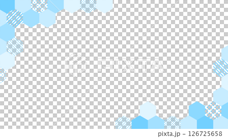 Light blue hexagonal decorative frame Light blue hexagonal decorative frame 126725658