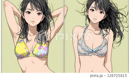 ビーチリゾートを旅行中のビキニ姿の若い女性