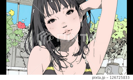 ビーチリゾートを旅行中のビキニ姿の若い女性