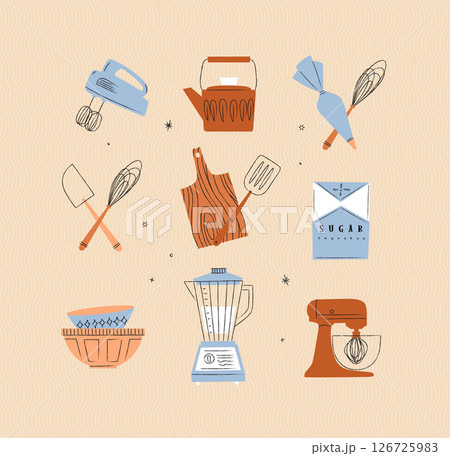 Kitchen appliances retro beige 126725983