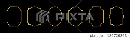 Vintage frames set isolated on black background. Decorative gold frame. Fashionable ornate frames for wedding invitations, greeting cards, prints. Vintage frames set isolated on black background. Decorative gold frame. Fashionable ornate frames for wedding invitations, greeting cards, prints. 126726268