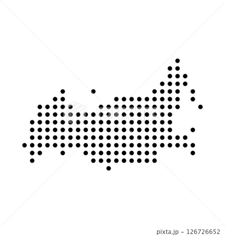 Russia country dotted map. Black spot pixel illustration isolated on white background. Vector circle mosaic. Russia country dotted map. Black spot pixel illustration isolated on white background. Vector circle mosaic. 126726652
