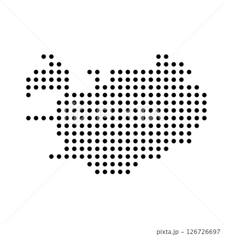 Iceland country dotted map. Black spot pixel illustration isolated on white background. Vector circle mosaic. Iceland country dotted map. Black spot pixel illustration isolated on white background. Vector circle mosaic. 126726697
