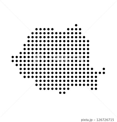 Romania country dotted map. Black spot pixel illustration isolated on white background. Vector circle mosaic. Romania country dotted map. Black spot pixel illustration isolated on white background. Vector circle mosaic. 126726715