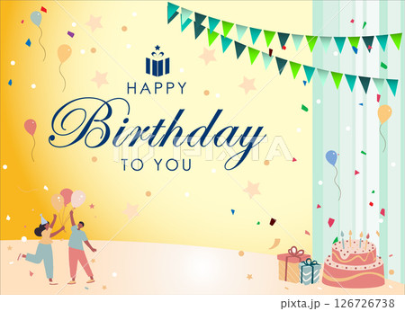 Happy Birthday vector background design and confetti decoration element for birth day celebration greeting card design. Vector and illustration eps 10. 126726738