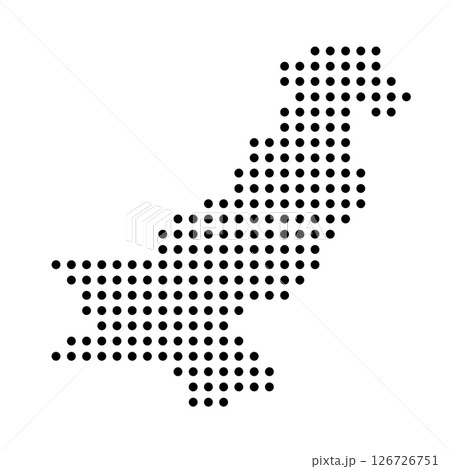 Pakistan country dotted map. Black spot pixel illustration isolated on white background. Vector circle mosaic. 126726751