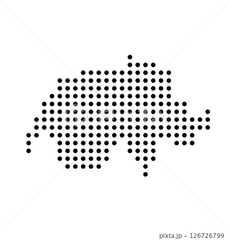 Switzerland country dotted map. Black spot pixel illustration isolated on white background. Vector circle mosaic. 126726799