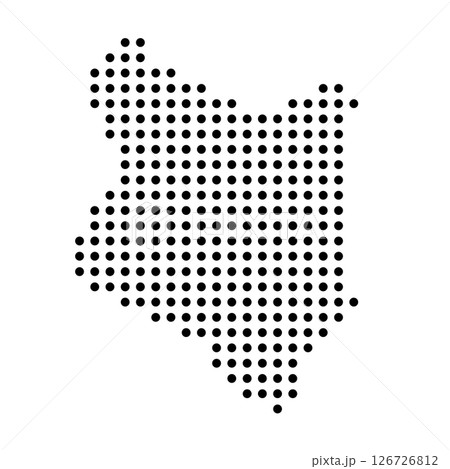 Kenya country dotted map. Black spot pixel illustration isolated on white background. Vector circle mosaic. 126726812