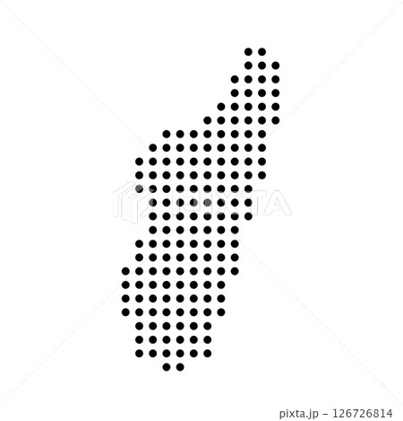 Madagascar country dotted map. Black spot pixel illustration isolated on white background. Vector circle mosaic. 126726814