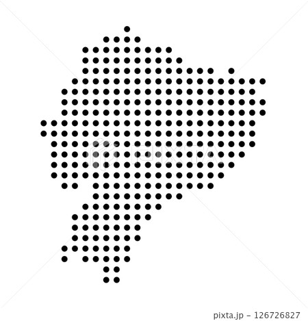 Ecuador country dotted map. Black spot pixel illustration isolated on white background. Vector circle mosaic. 126726827