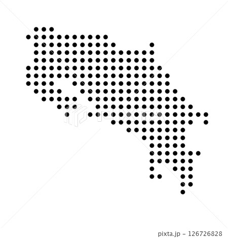 Costa Rica country dotted map. Black spot pixel illustration isolated on white background. Vector circle mosaic. 126726828
