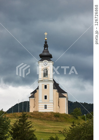 Church on a green hill Church on a green hill 126726868
