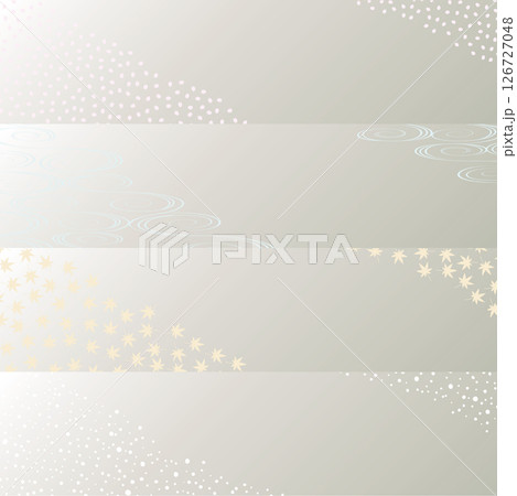 グレートーンの春夏秋冬の背景素材。和風の四季。 グレートーンの春夏秋冬の背景素材。和風の四季。 126727048